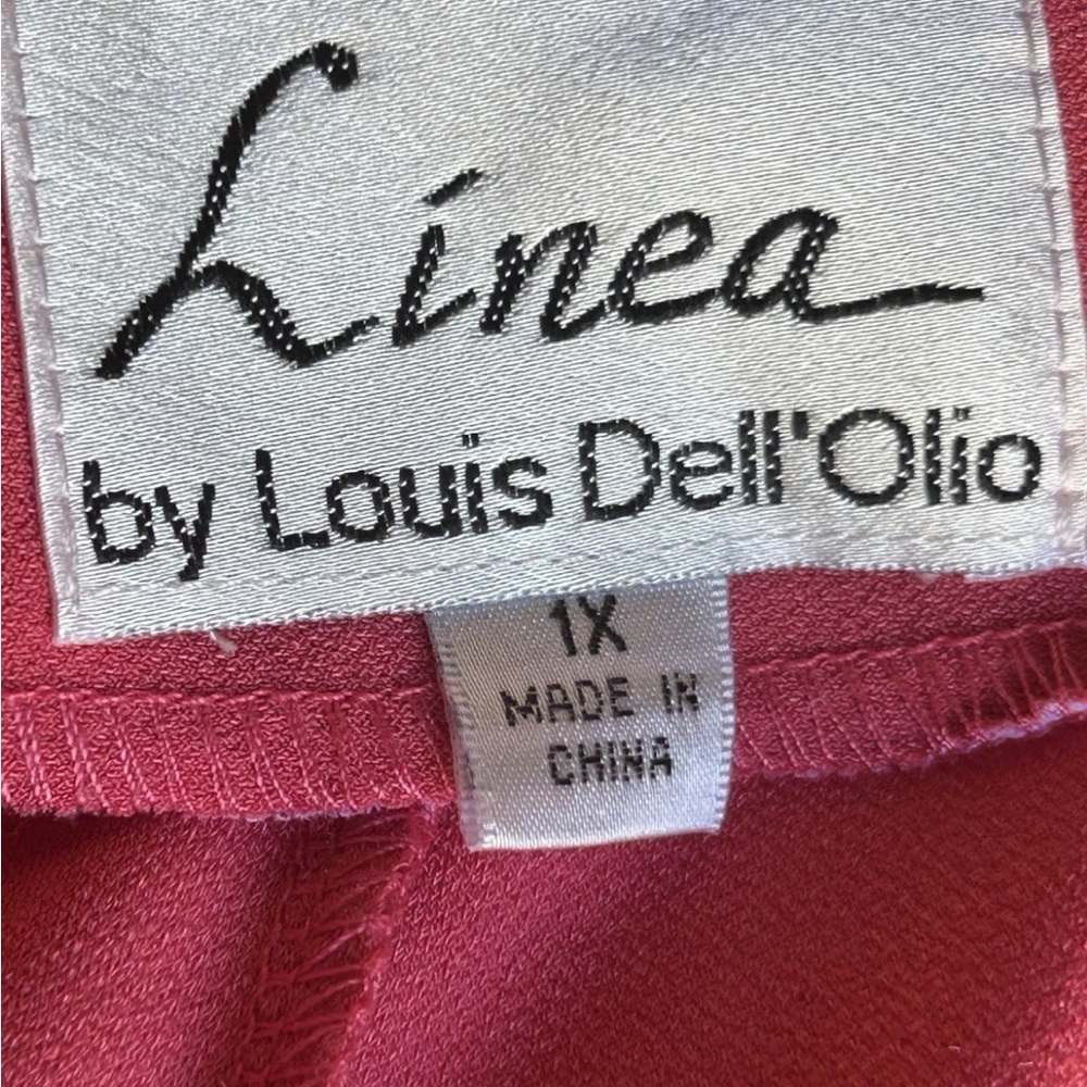 Linea By Louis Dell'olio Size 1X Pink Knit‎ Seam Detailing V Neck 3/4 Sleeves EC - Picture 7 of 7